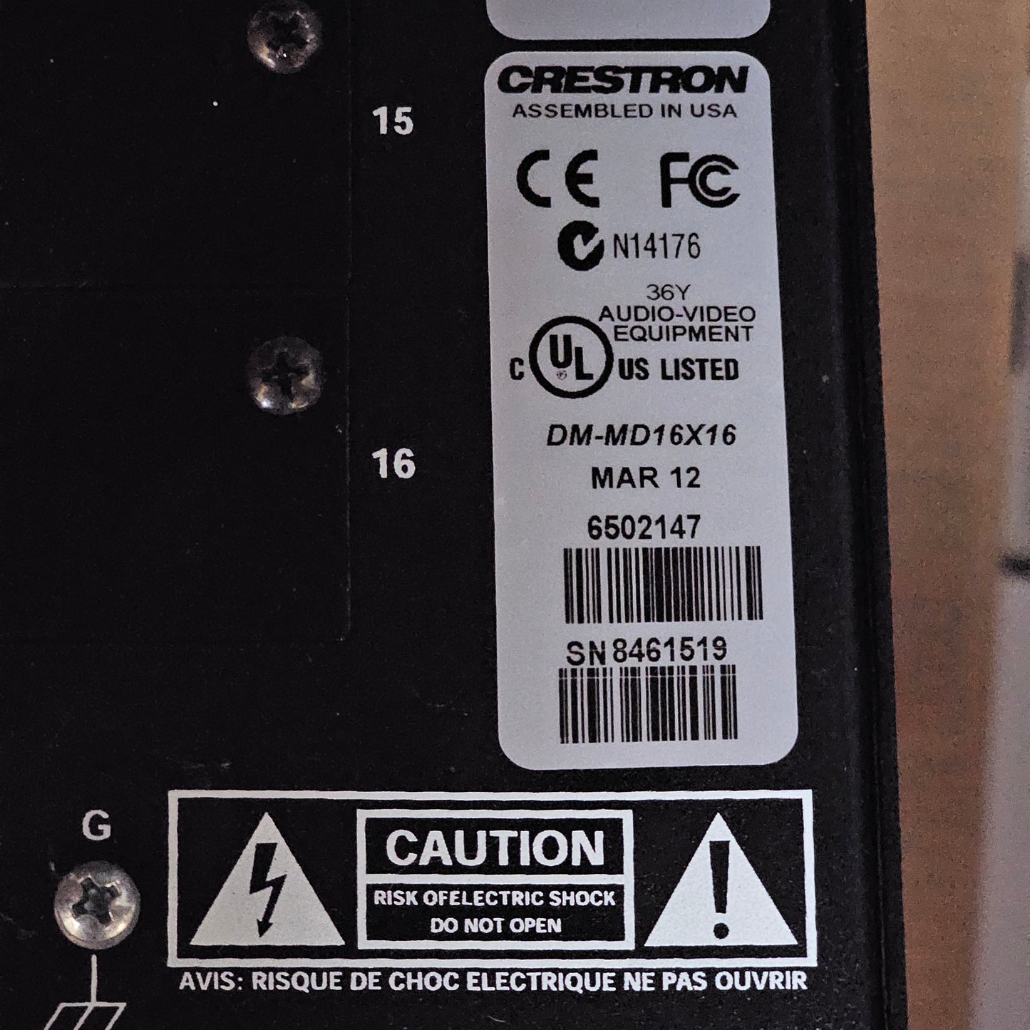 Crestron DMP16X16 Loaded with 16 DMC C DSP Input Cards