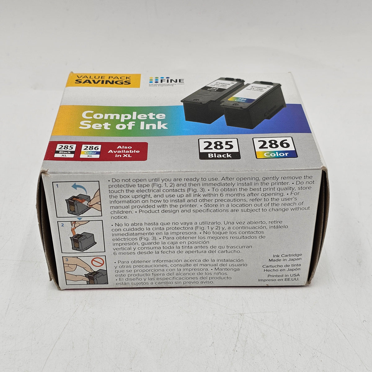 New Canon 285 286 Black/Tri-color Complete Set of Ink