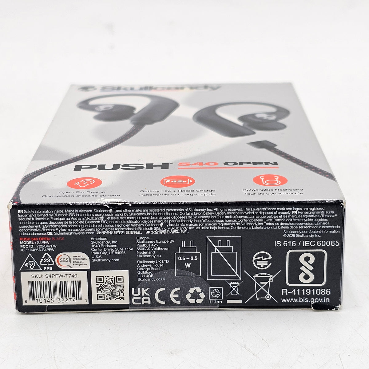 New Skullcandy Push 540 Open Open-Ear Bluetooth Headphones Black S4PFW-T740