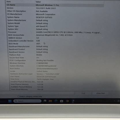 UOWAMOU BTC507 Intel i3-5005U 16GB RAM 512GB SSD Laptop