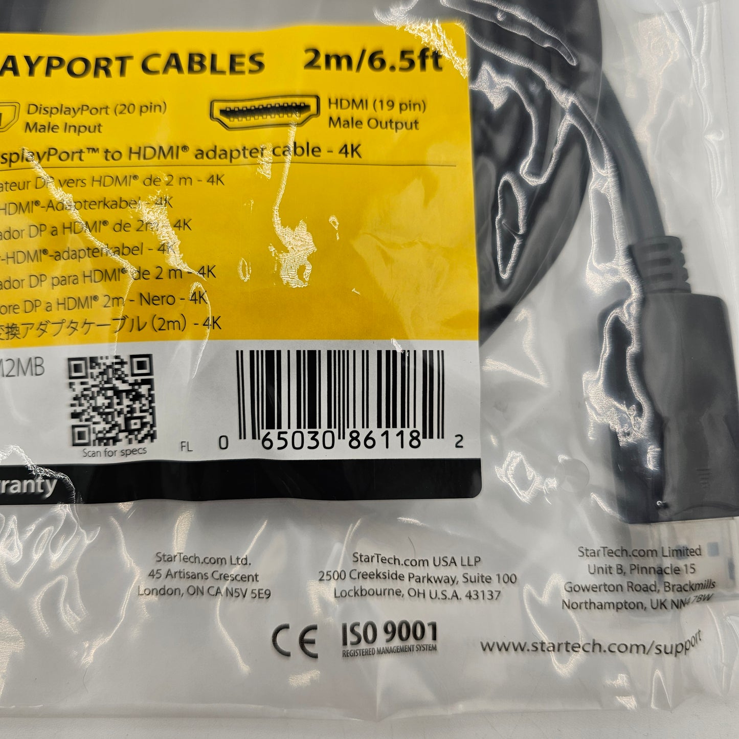 New StarTech Cables 2m/6.5ft DisplayPort to HDMI Adapter Cable 4K