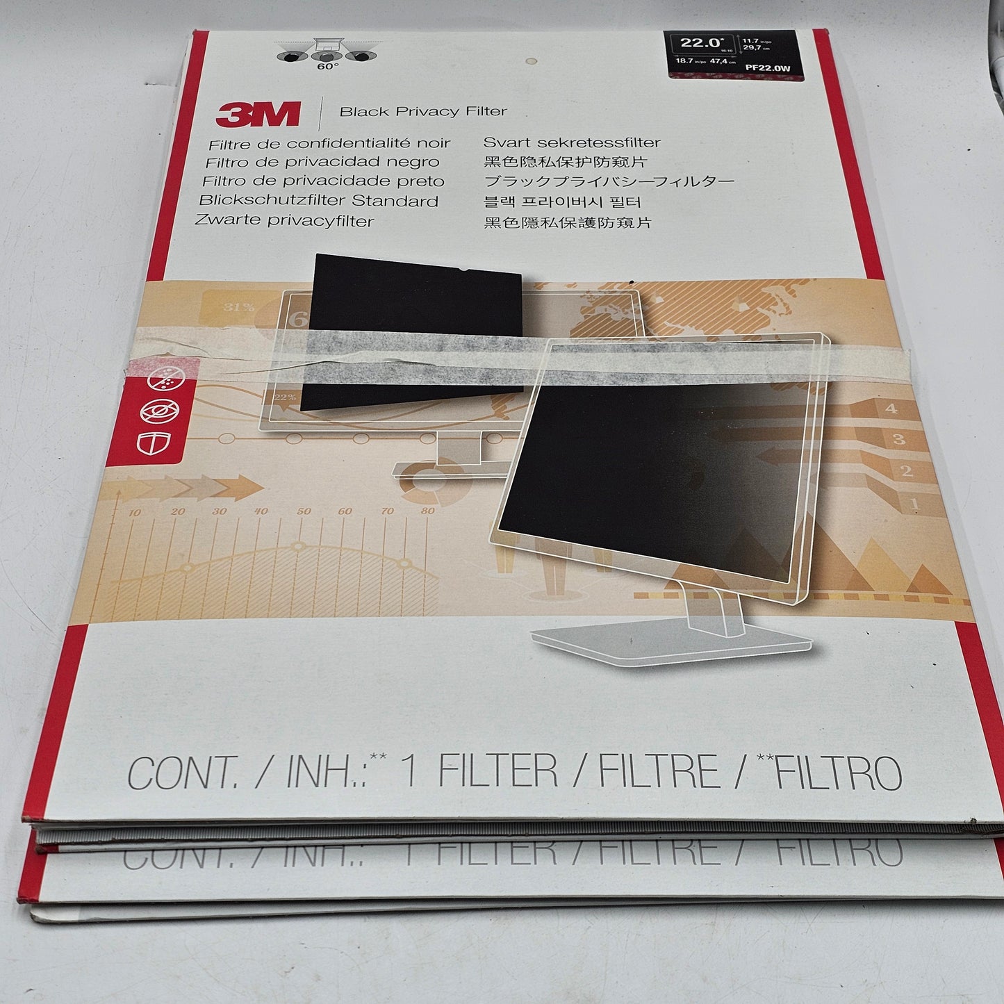 New 3M Black Privacy Filter for 23.8  Widescreen LCD Monitors LOT OF 5 PF238W9B