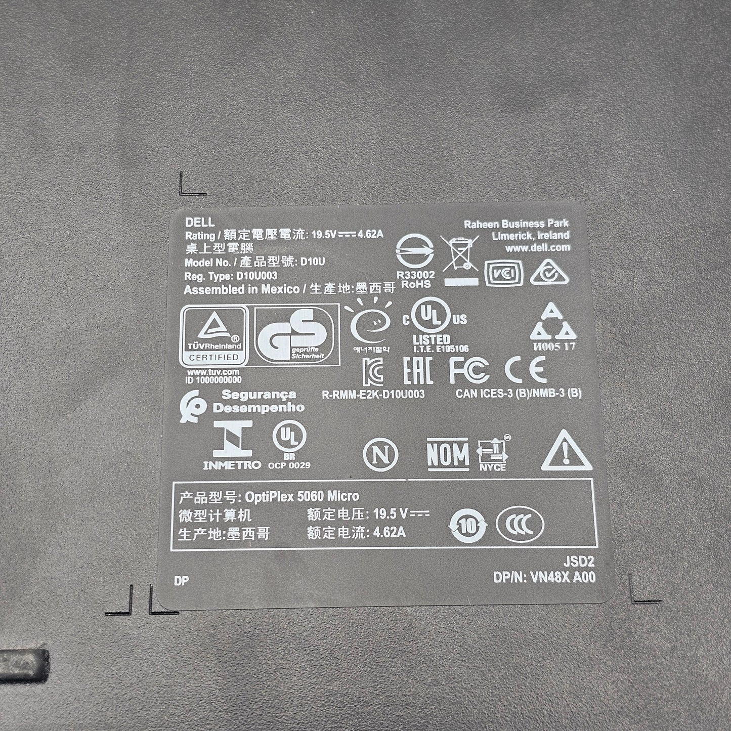 Dell Optiplex 5060 Micro D14U-001 i5-8250U 2.30GHz 8GB RAM 512GB SSD