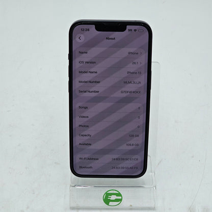 Factory Unlocked Apple iPhone 13 128GB Midnight MLML3LL/A