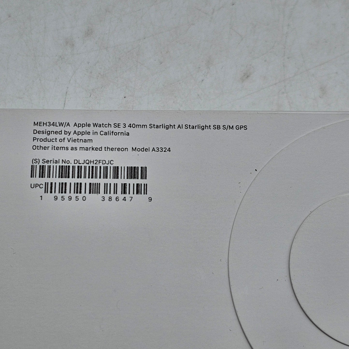 New GPS Only Apple Watch SE 3 40MM Starlight Aluminum Starlight MEH34LW/A