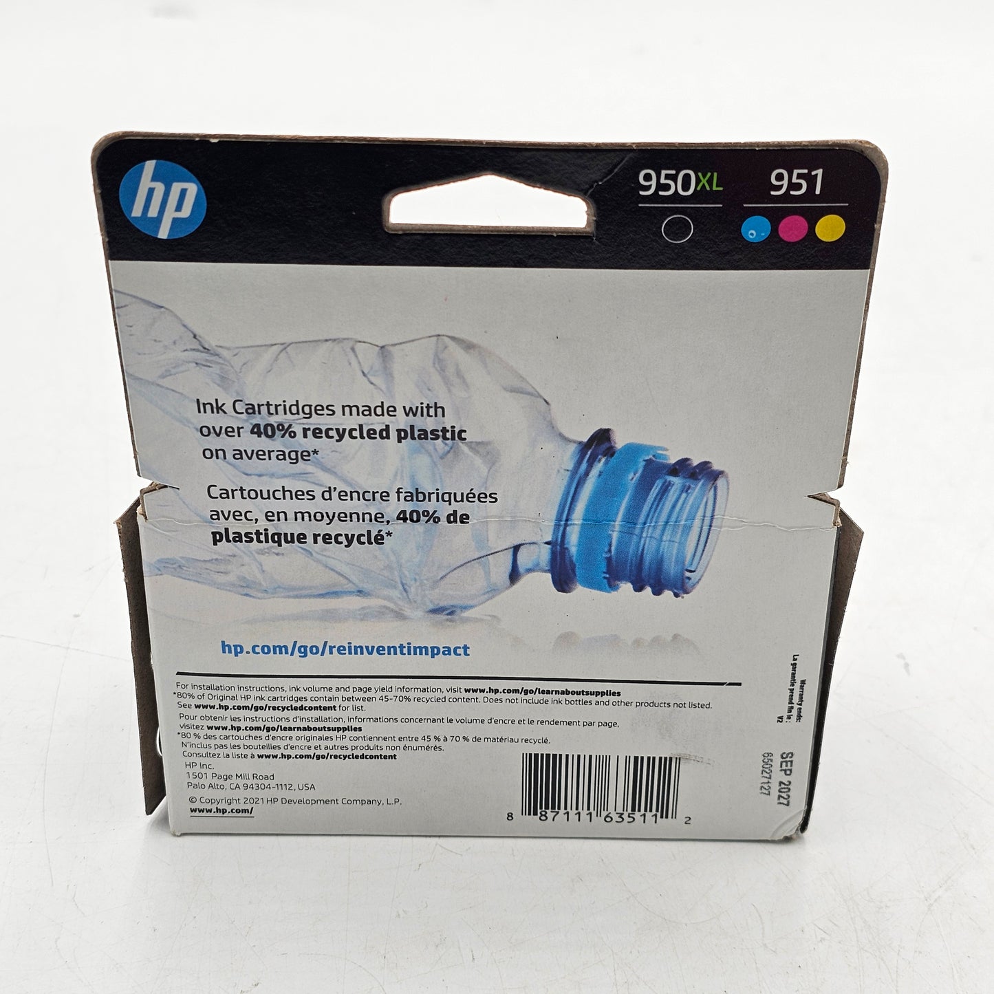 New HP 950xl 950 Black, Yellow, Cyan and Magenta Ink Cartridge Sept 2027 Exp