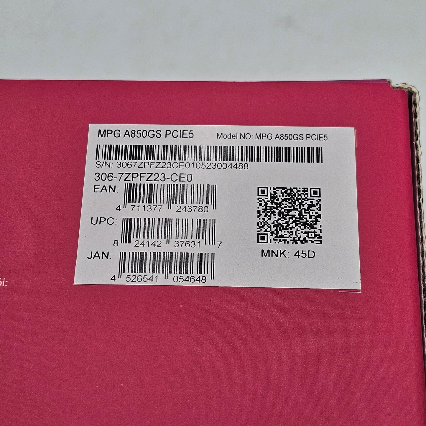 MSi MPG AB50GS 80 Plus Gold 850W Fully Modular Power Supply