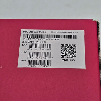 MSi MPG AB50GS 80 Plus Gold 850W Fully Modular Power Supply