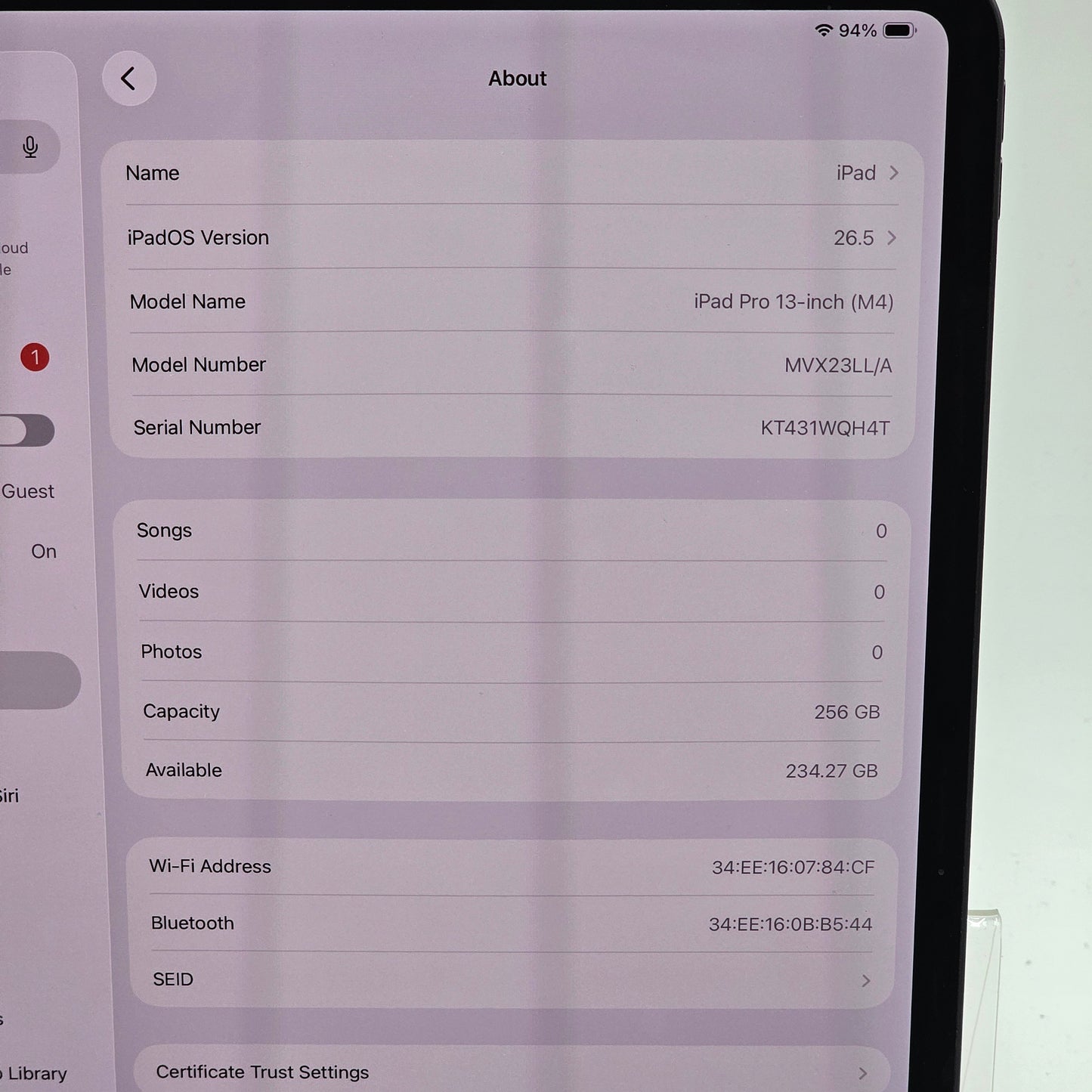 WiFi Only Apple iPad Pro 13" M4 256GB Space Black MVX23LL/A
