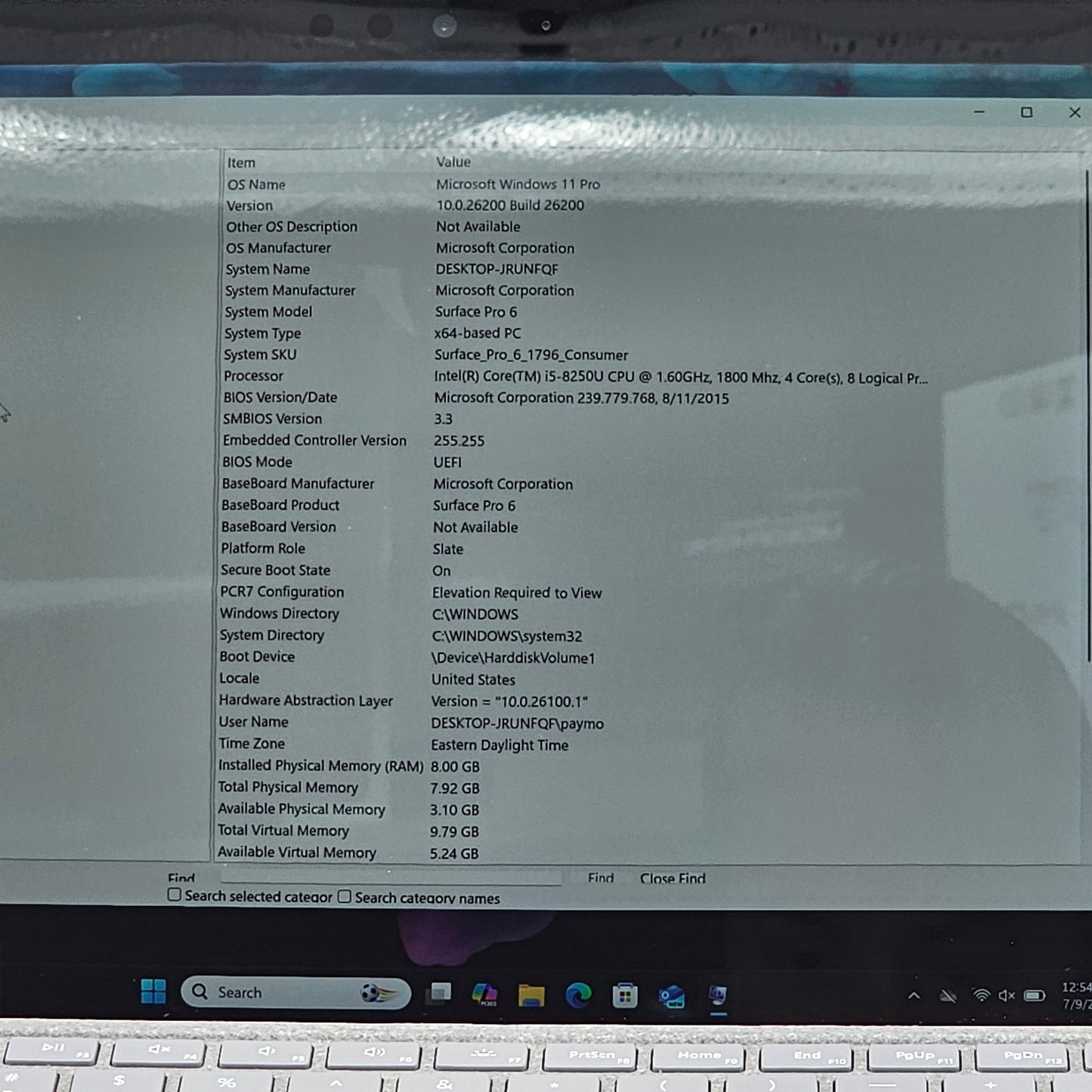 Microsoft Surface Pro 6 1796 12.3" i5-8250U 1.6GHz 8GB RAM 128GB SSD