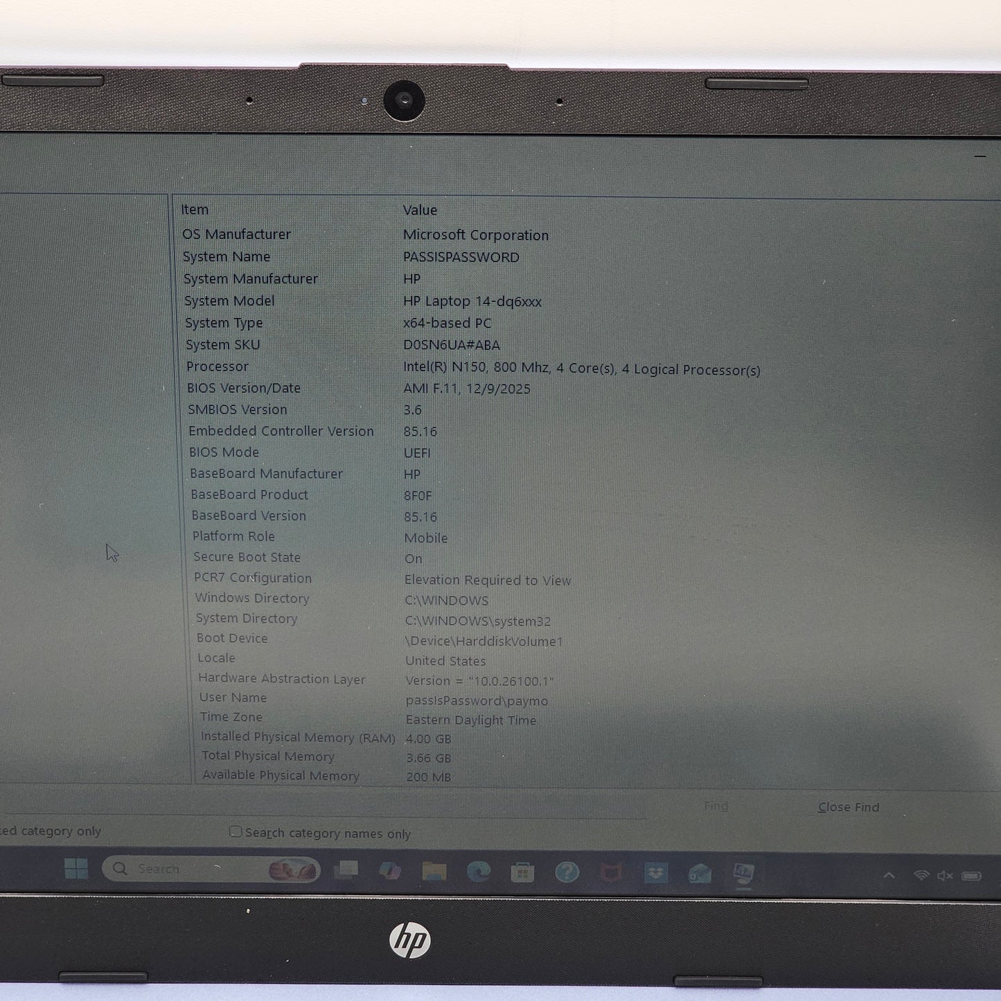 HP Laptop 14-DQ6102DX 14" N150 1.0GHz 4GB RAM 128GB SSD
