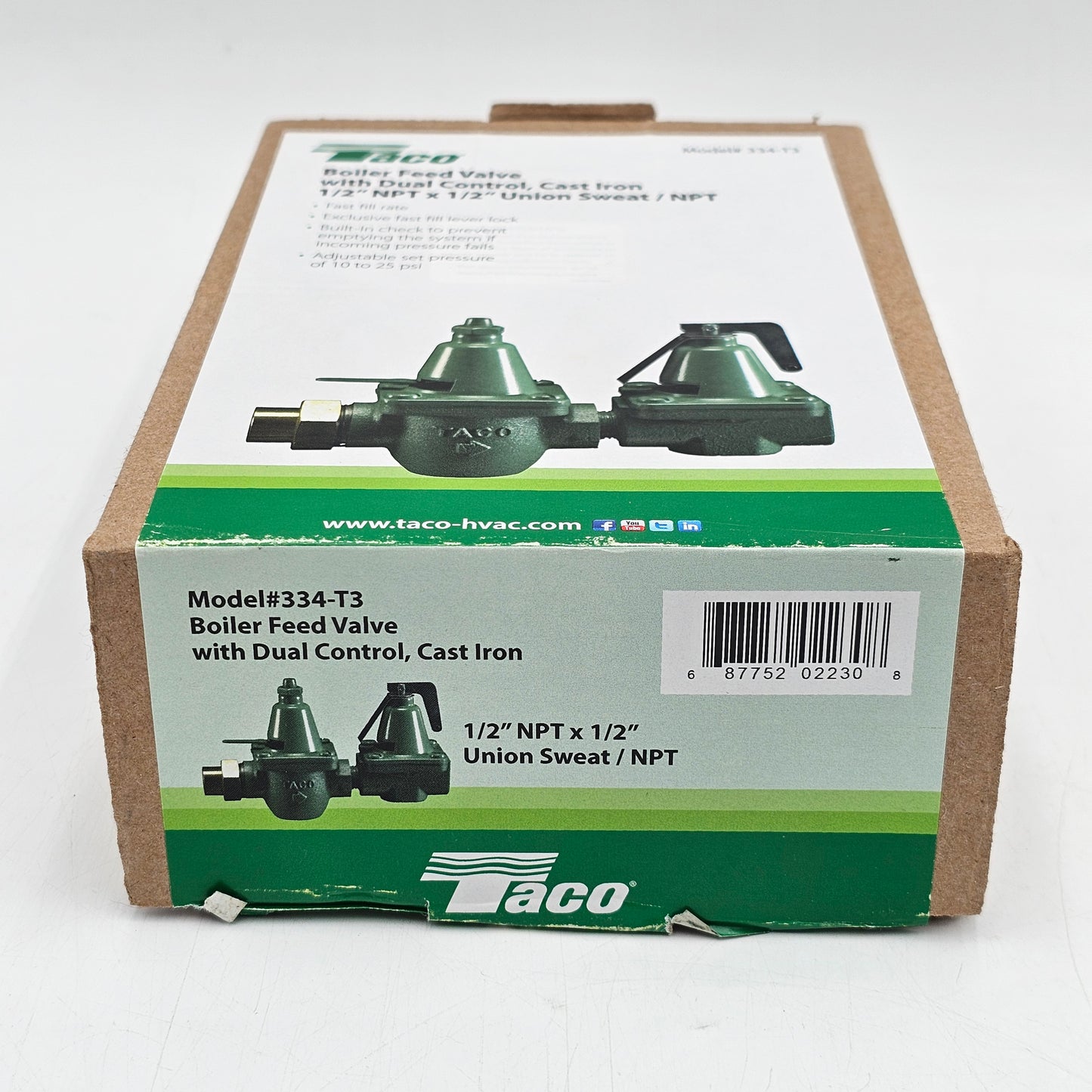 New Taco Boiler Feed Valve Dual Control x 1/2" Cast Iron NPT 334-T3