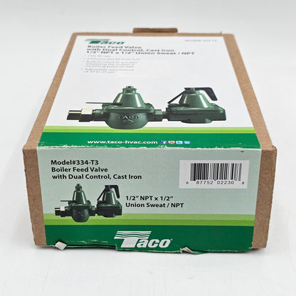 New Taco Boiler Feed Valve Dual Control x 1/2" Cast Iron NPT 334-T3