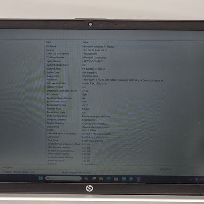HP Laptop 17-CP2033DX 17.3" Ryzen 3 7320U 2.4GHz 8GB RAM 250GB SSD